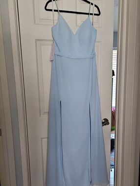 BNWT Sky Blue Spaghetti Strap Full Length Azazie Dress